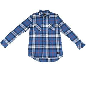Quiksilver Blue Plaid Long Sleeve Button Up Flannel T-shirt